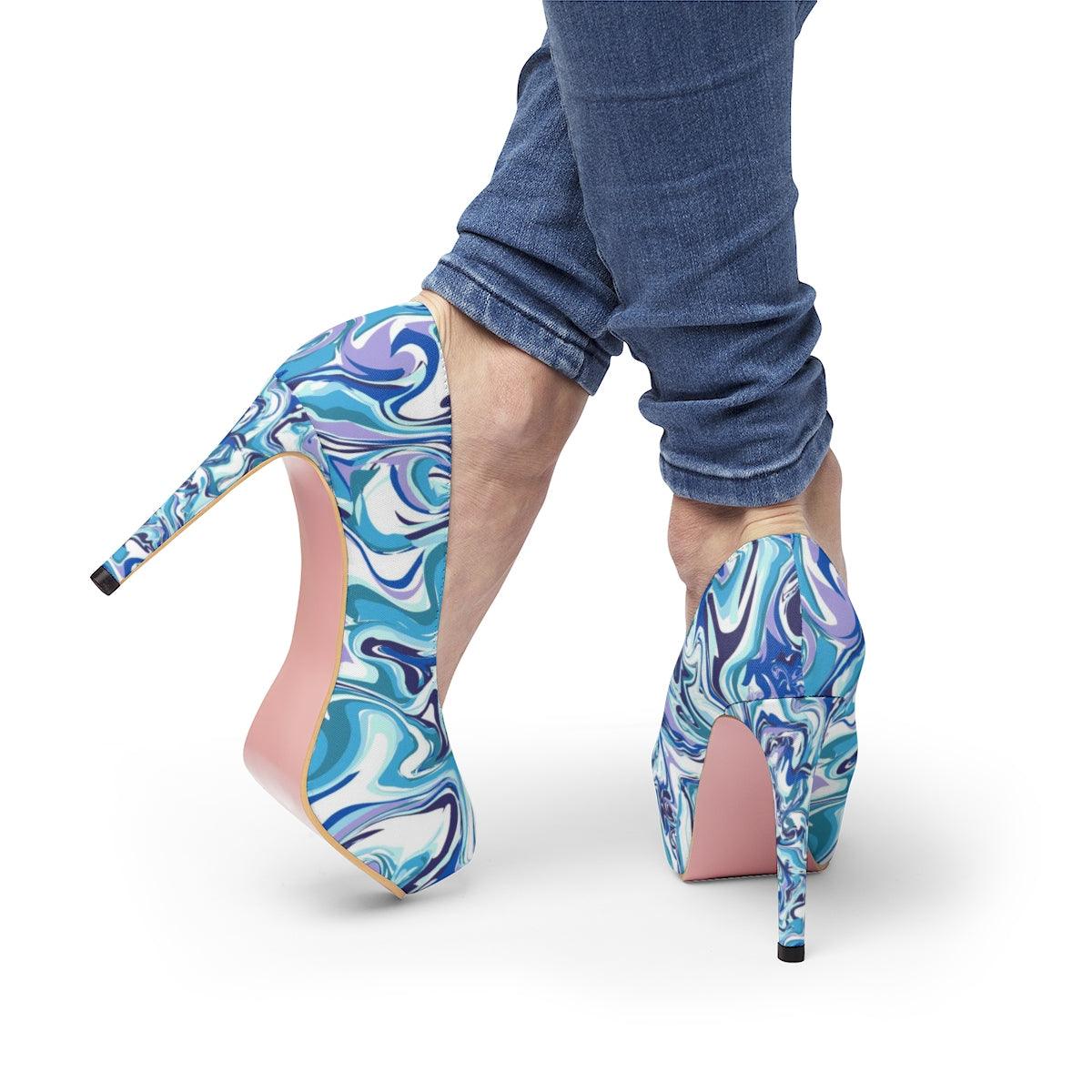 Blue Marble Women's Platform Heels - Buyashoes