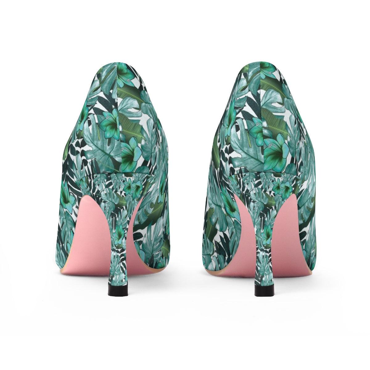 Green Floral Women's High Heels - Buyashoes