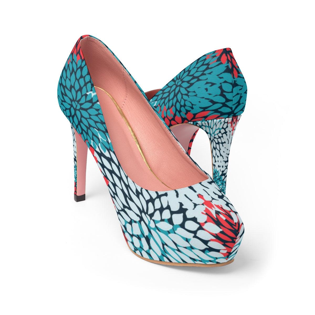 Colorful Feathers Women's Platform Heels - Buyashoes